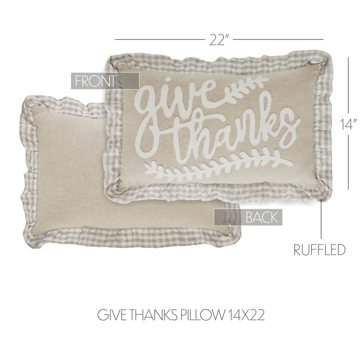 Give Thanks Gingham Ruffled Throw Pillow