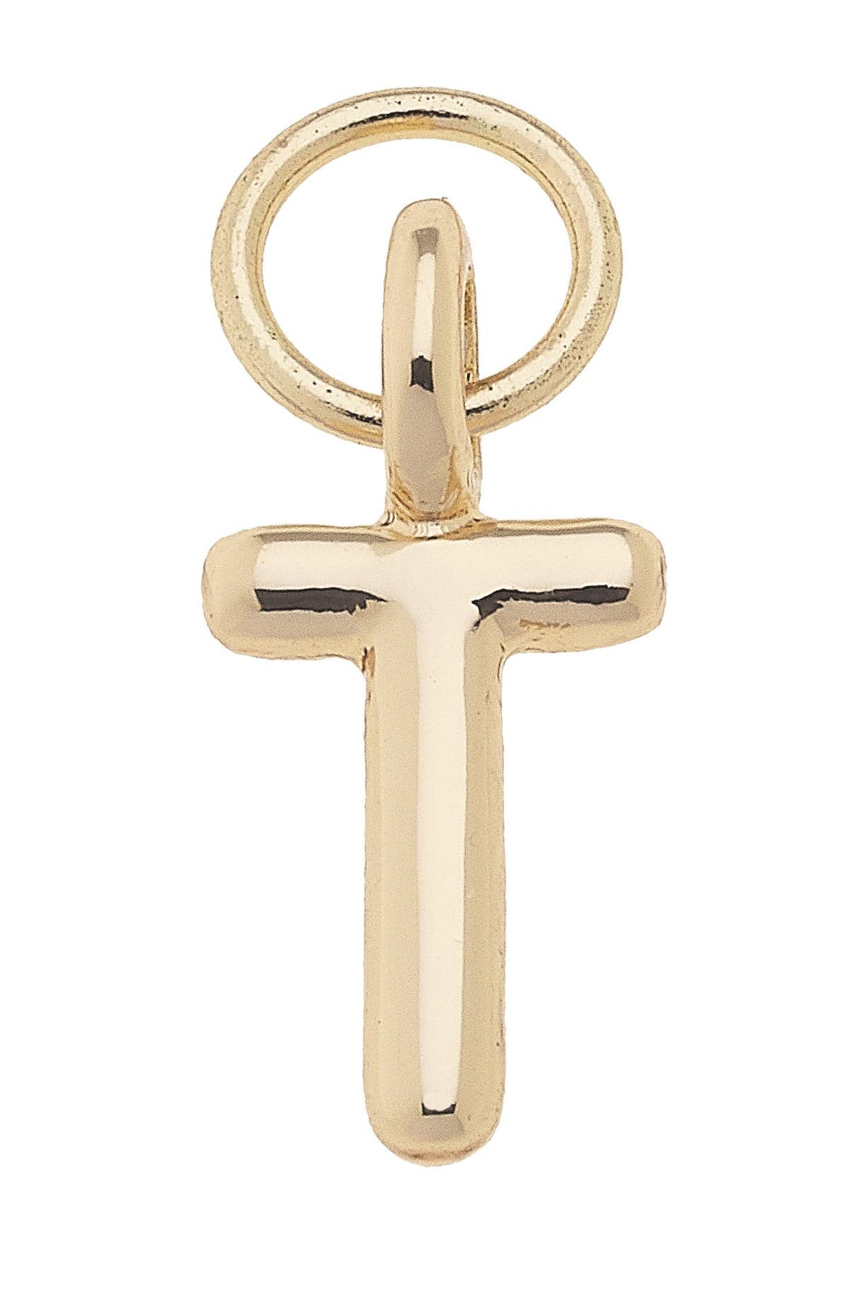 B Mini Initial Charm in Shiny Gold