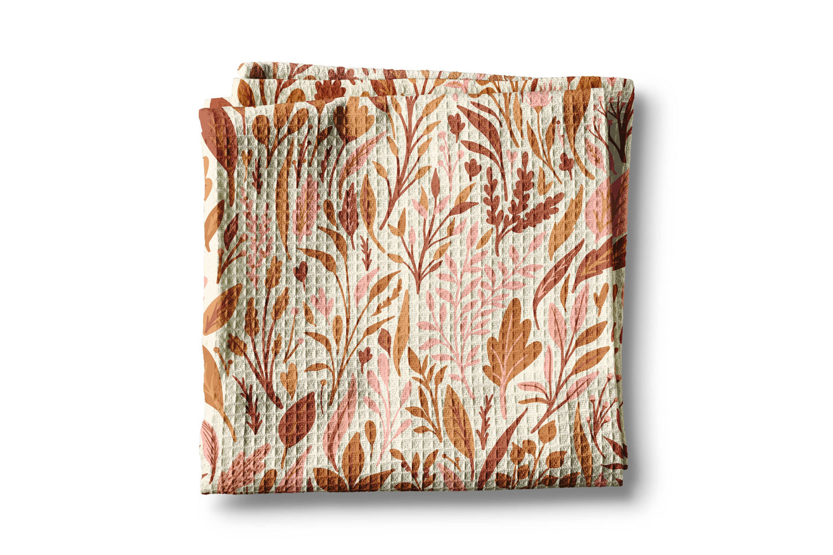 Fall Boho Floral Autumn Leaves Botanic Foliage Kitchen Towel