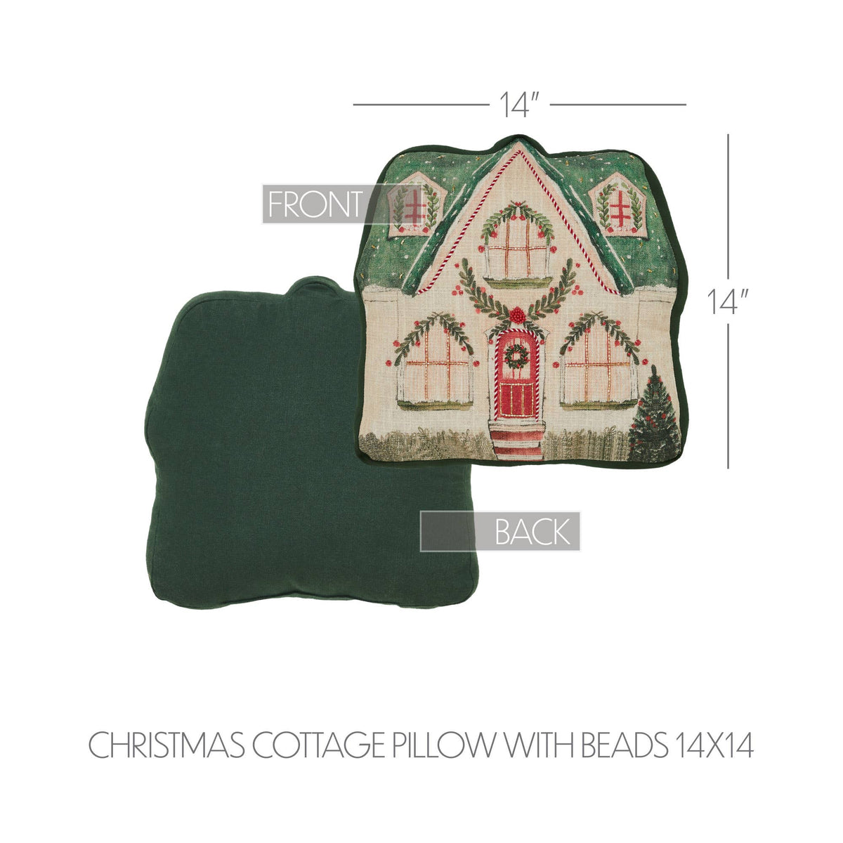 Christmas Cottage Beaded Pillow