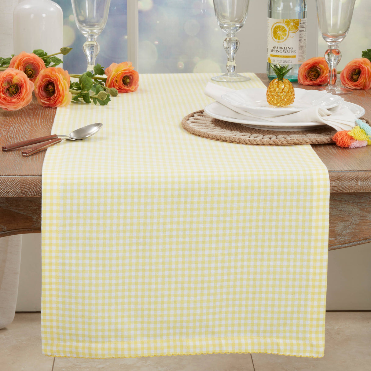 Yellow Traditional Gingham Table Runner