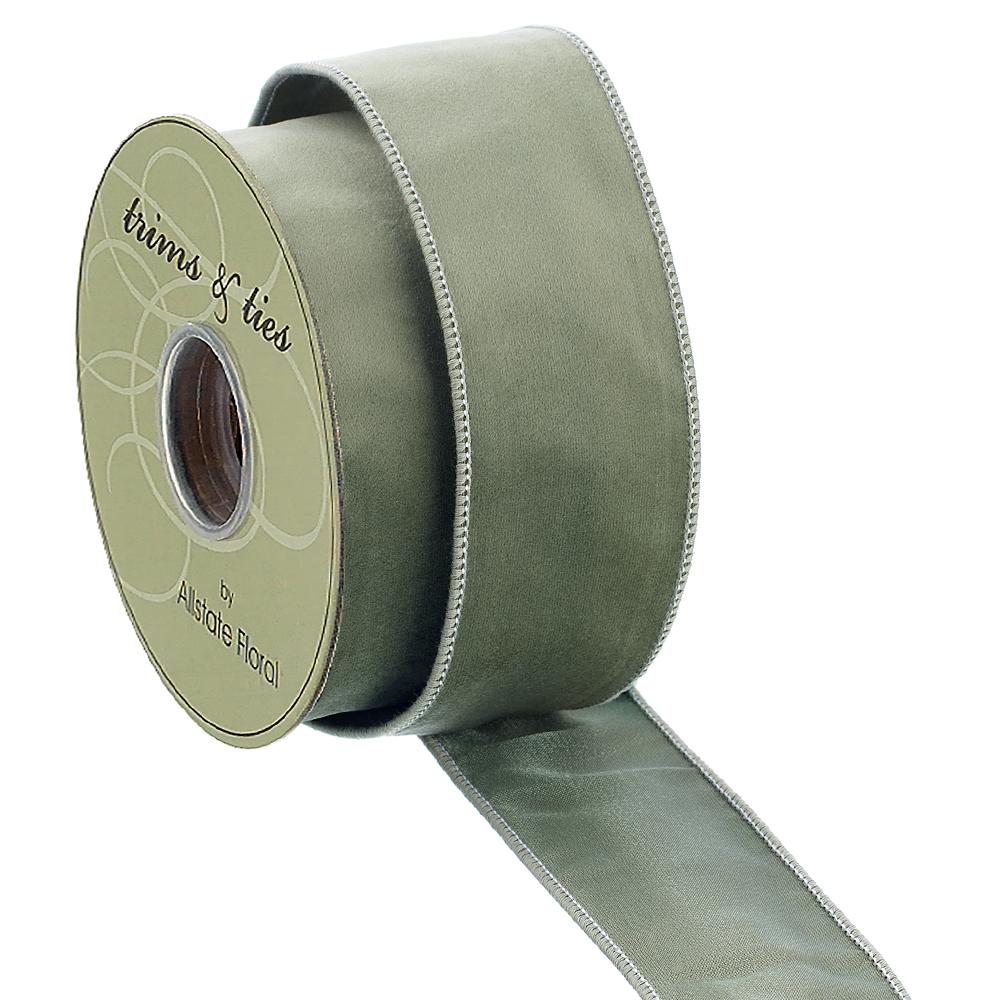 2.5" Soft Green Velvet Ribbon Bolt