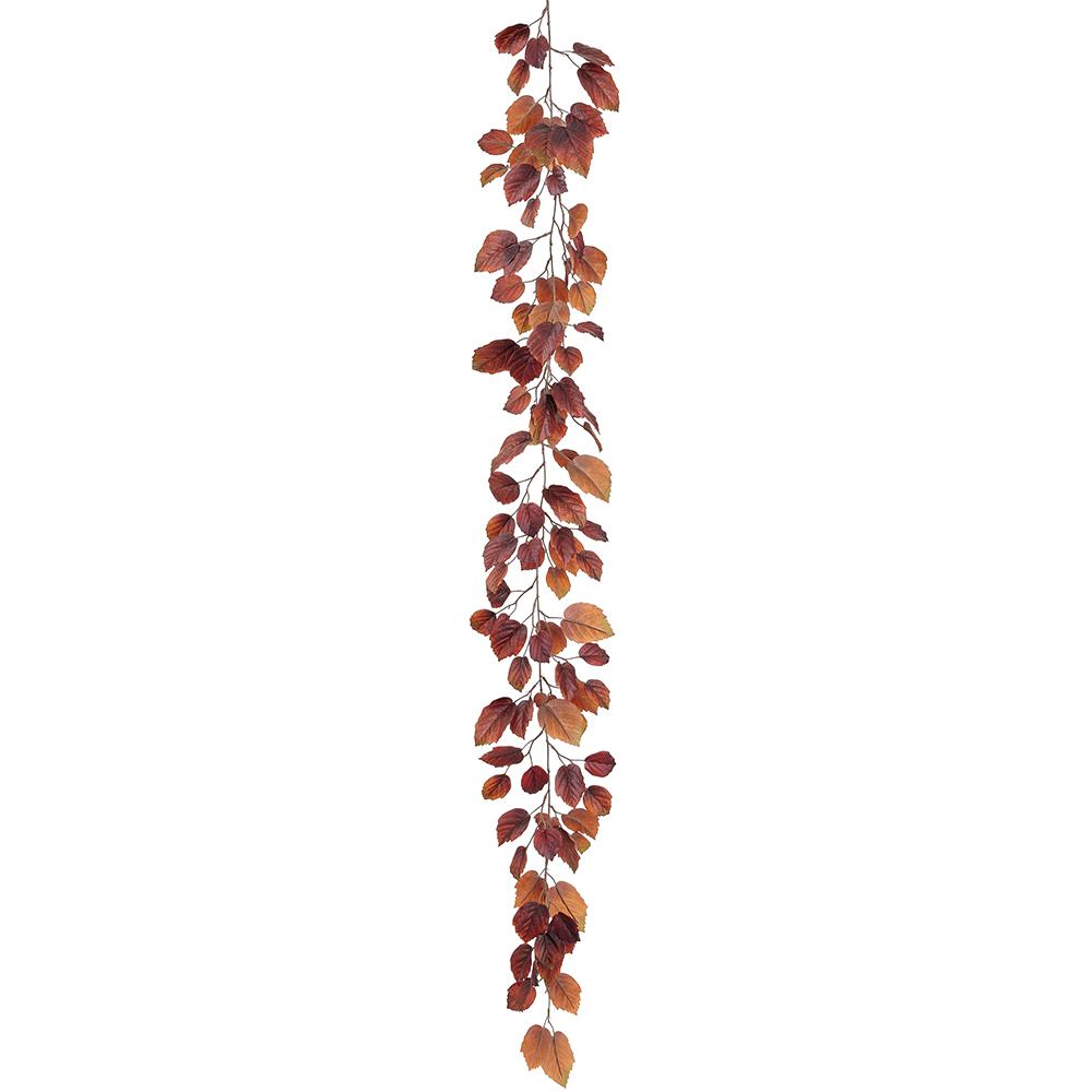 6' Deep Brown Beech Leaf Garland