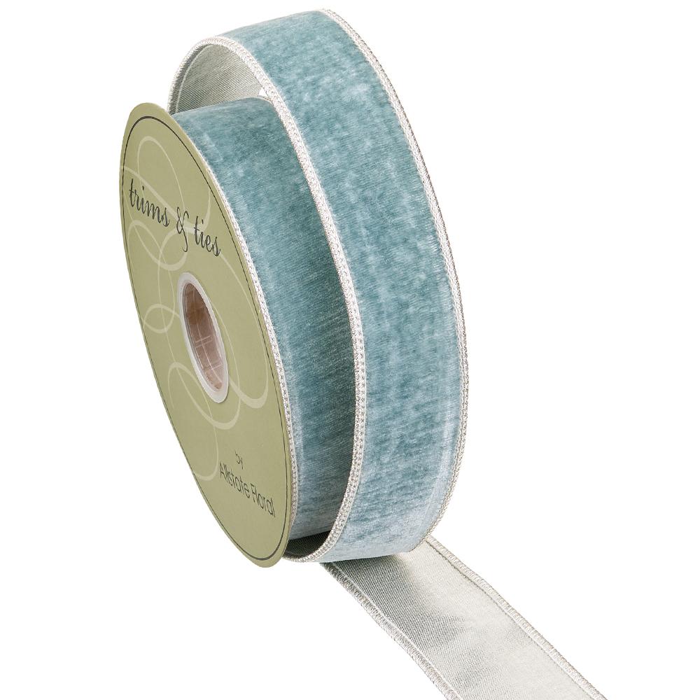 1.5" Aqua Velvet Ribbon Bolt