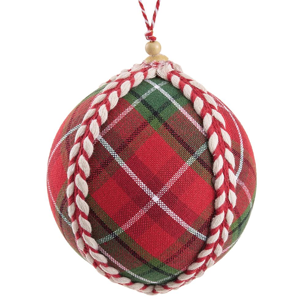 Red Plaid Ball Ornament