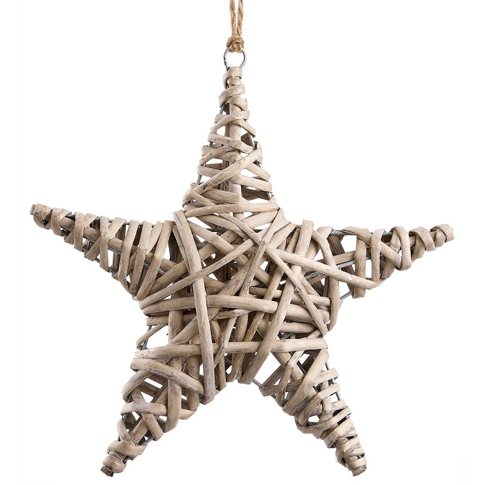 Beige Wicker Star Ornament