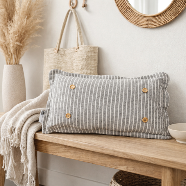 Gray Stripe Interchangeable Pillow
