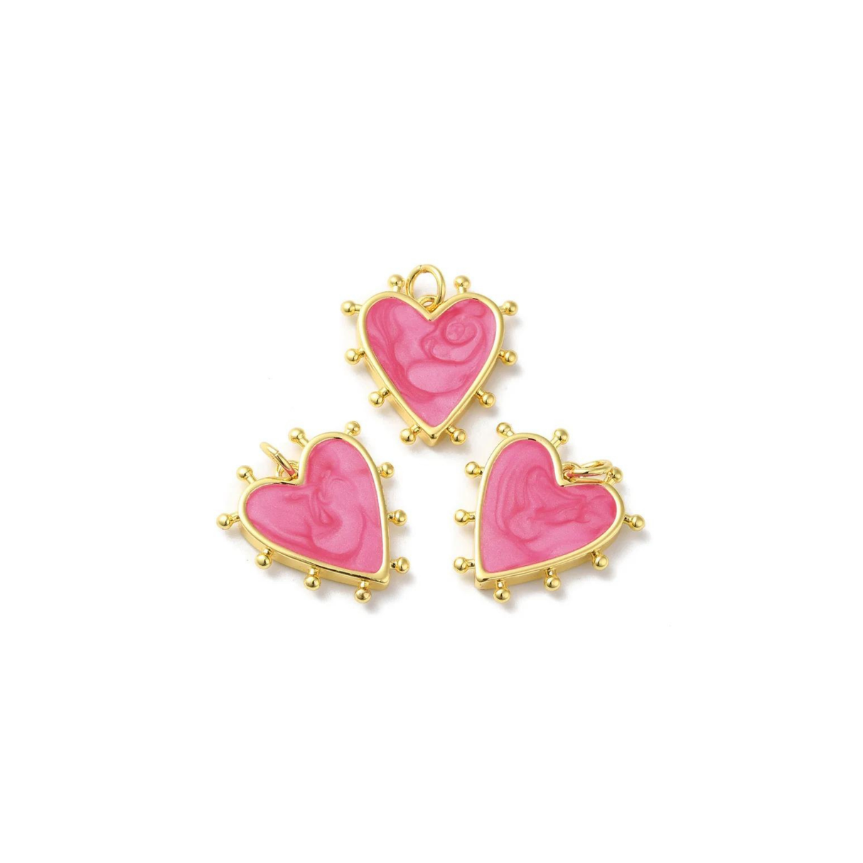 Pink Heart Charm 14k Gold