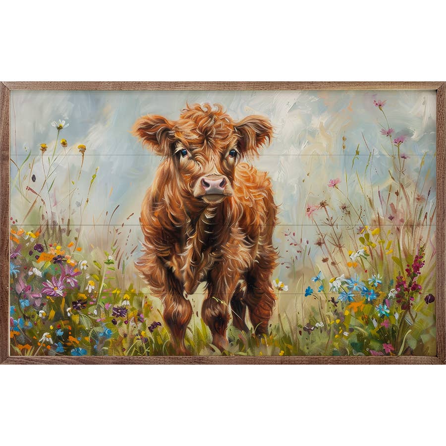 Mountain Cow III Wood Art