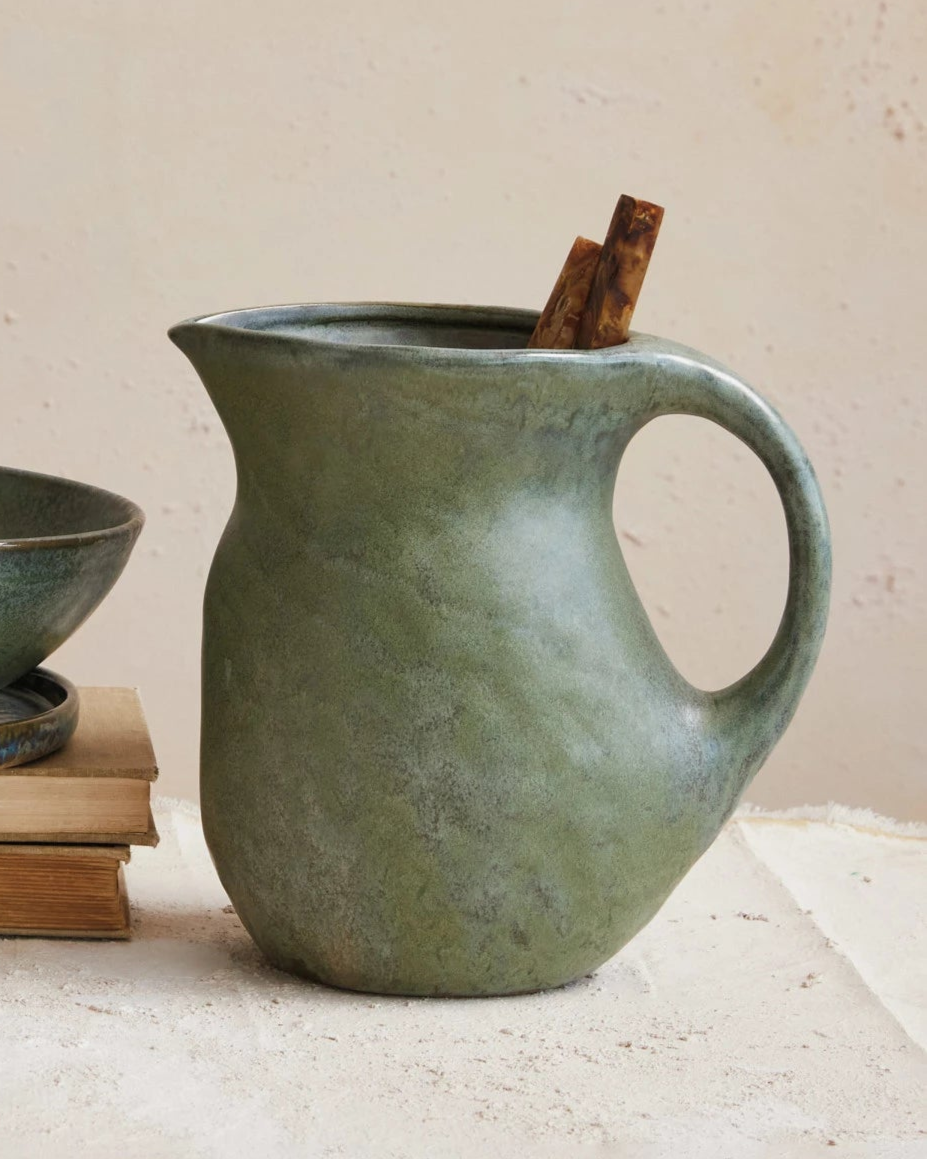 Matte Teal Stoneware Pitcher