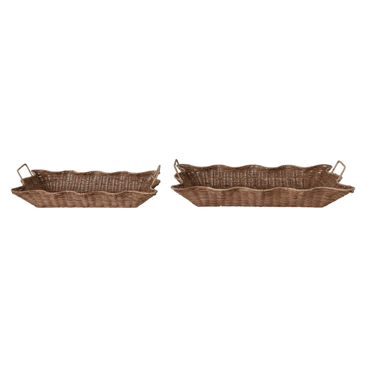 Hand-Woven Rattan Scalloped Nesting Tray - 2 Sizes