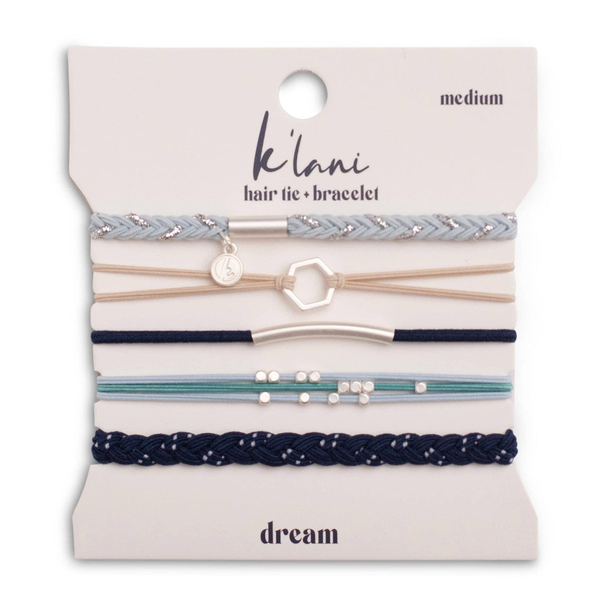 Dream Shades of Blue & Silver Hair Tie Bracelet Set