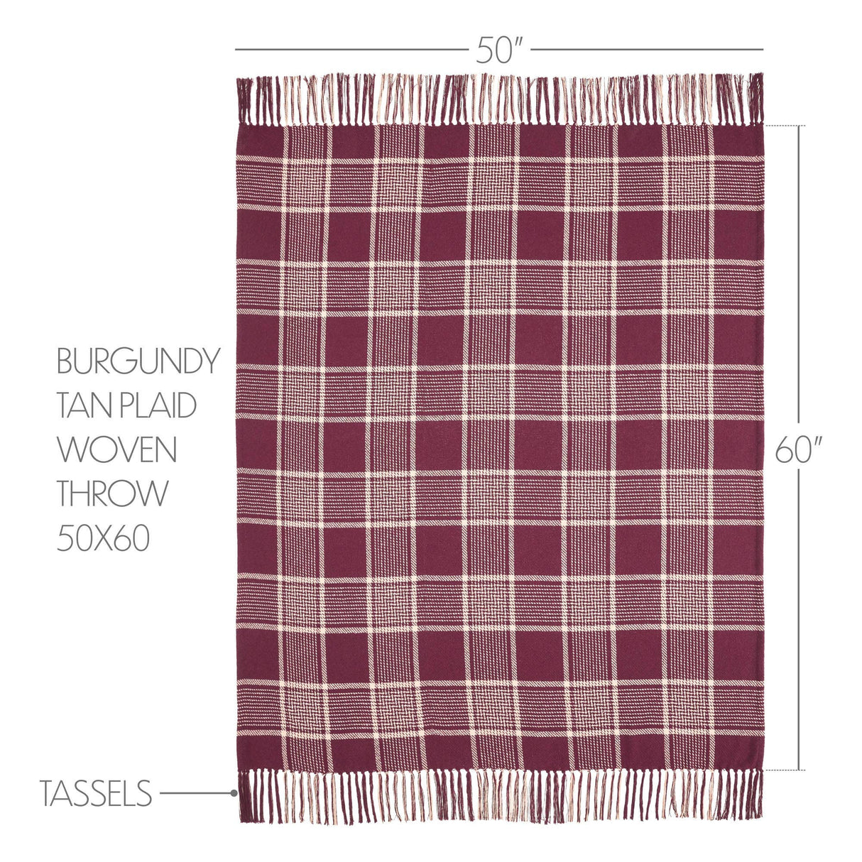 Eston Burgundy Tan Plaid Throw Blanket
