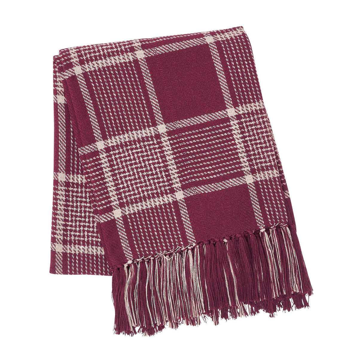Eston Burgundy Tan Plaid Throw Blanket