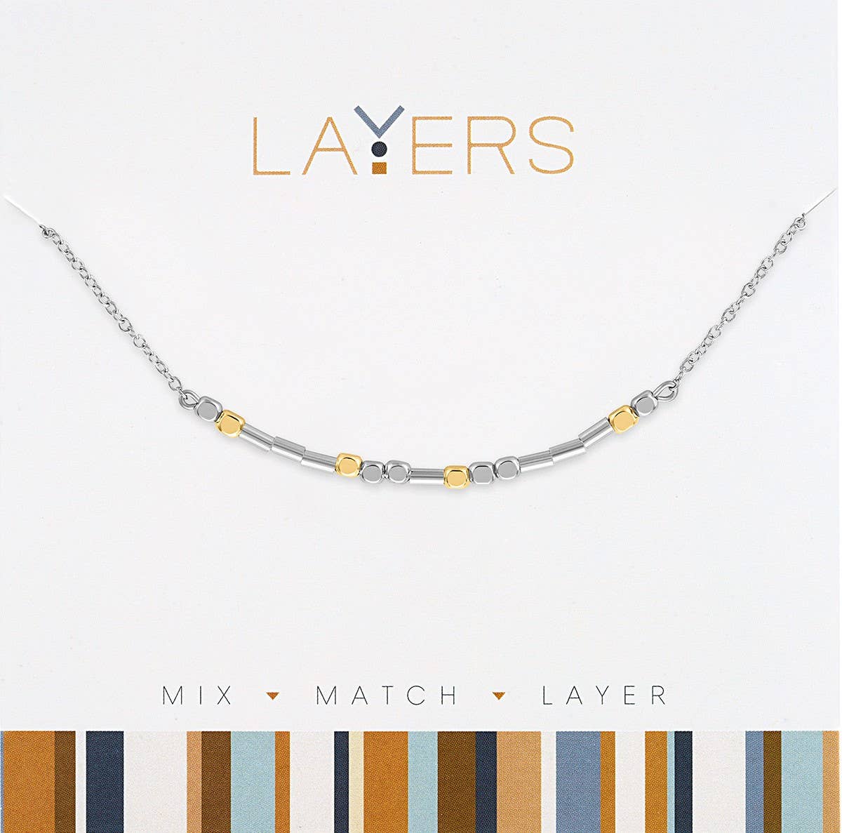 Silver Two-Tone Mini Beaded Necklace