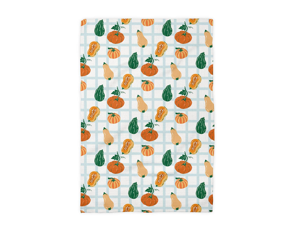 Plaid Pumpkin Chinoiserie Fall Coastal Kitchen Towel Waffle