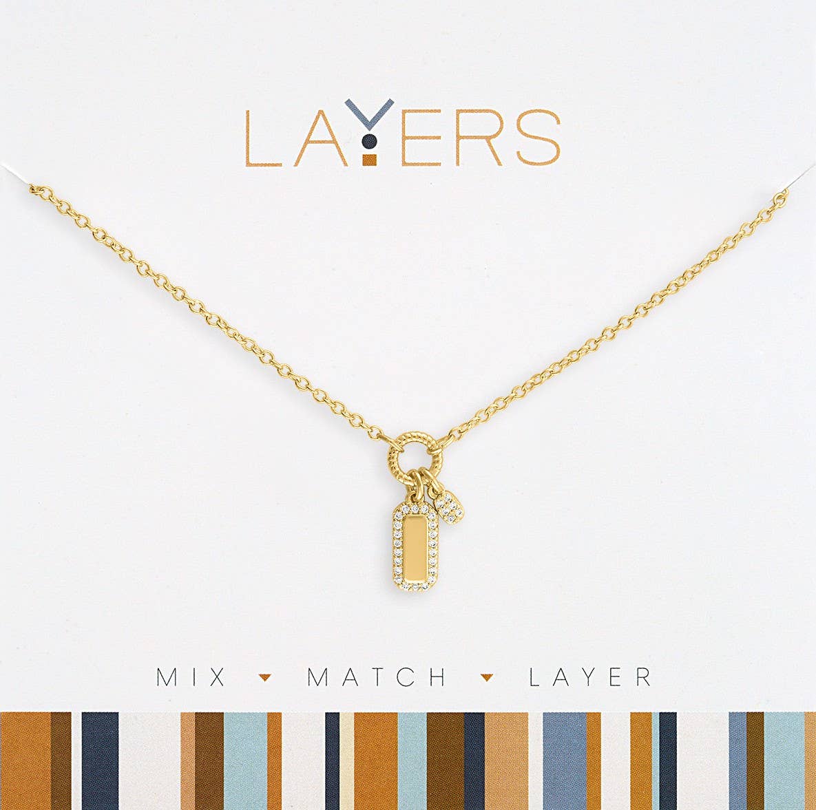 Gold Duo CZ Tag Necklace