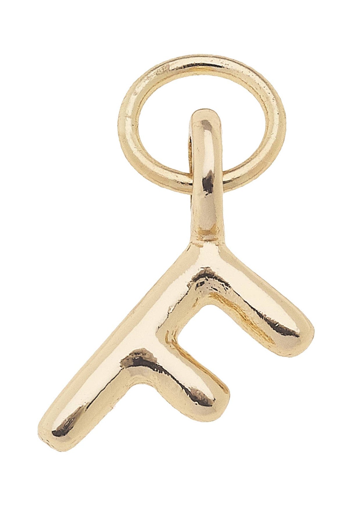 E Mini Initial Charm in Shiny Gold
