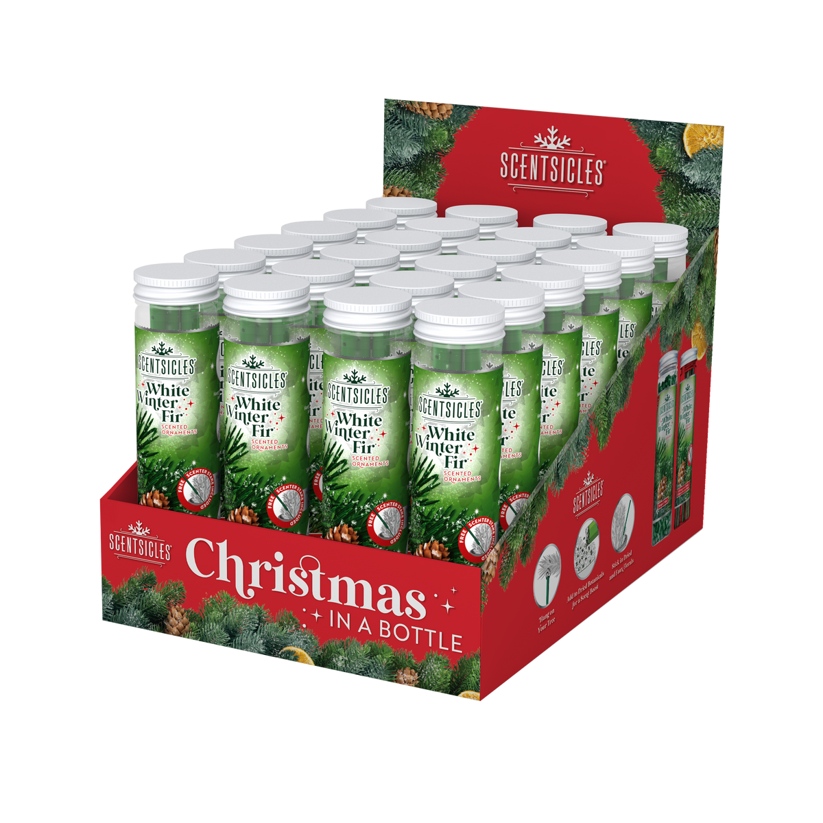 White Winter Fir Scented Ornaments