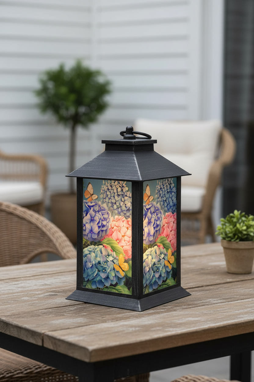 Colorful Hydrangeas Lantern