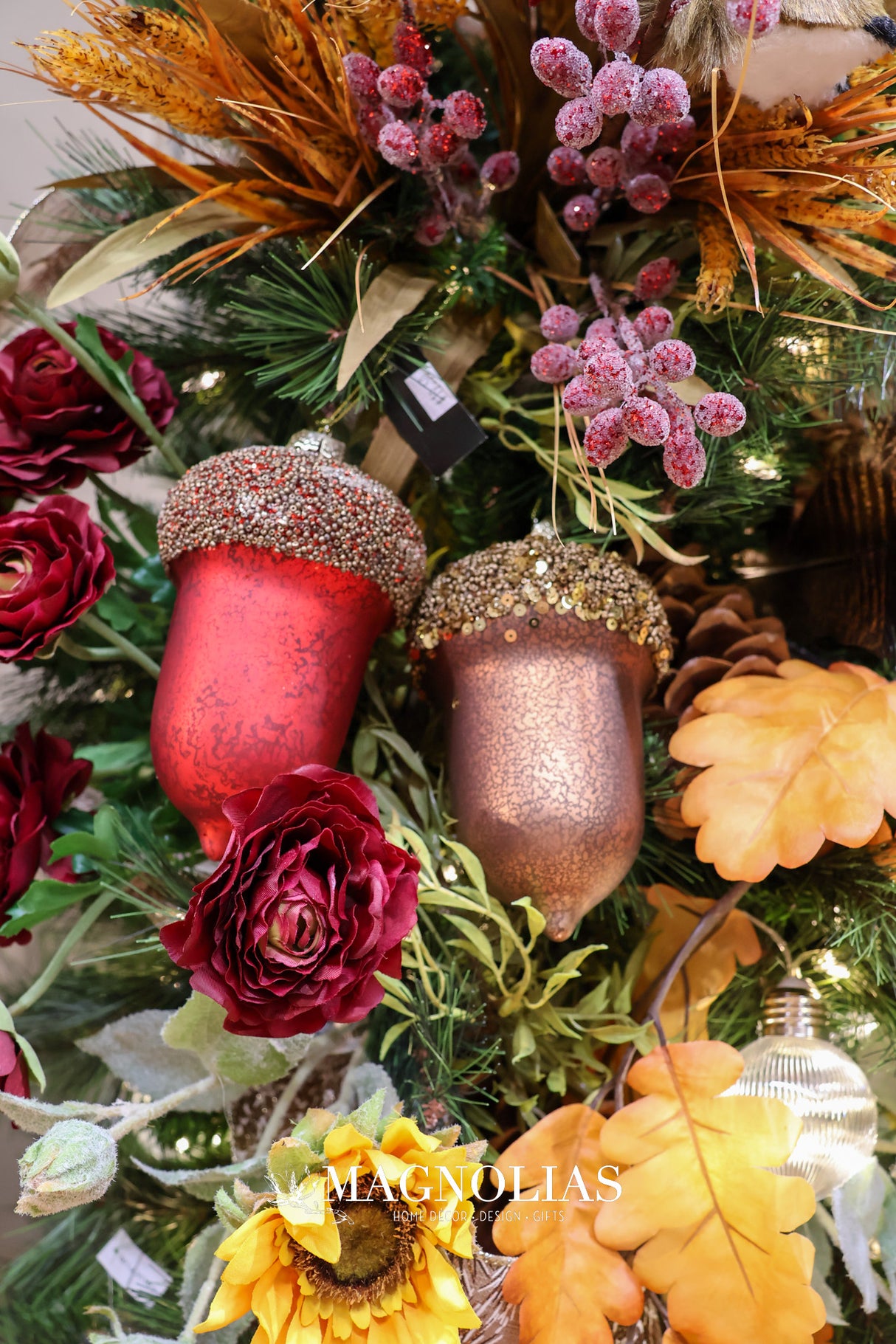 Red Mercury Glass Acorn Ornament