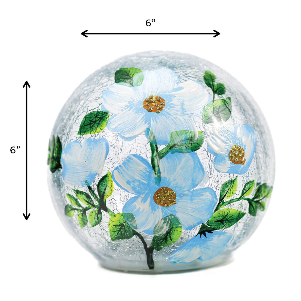 Blue Poppy LED Glass Orb Luminary