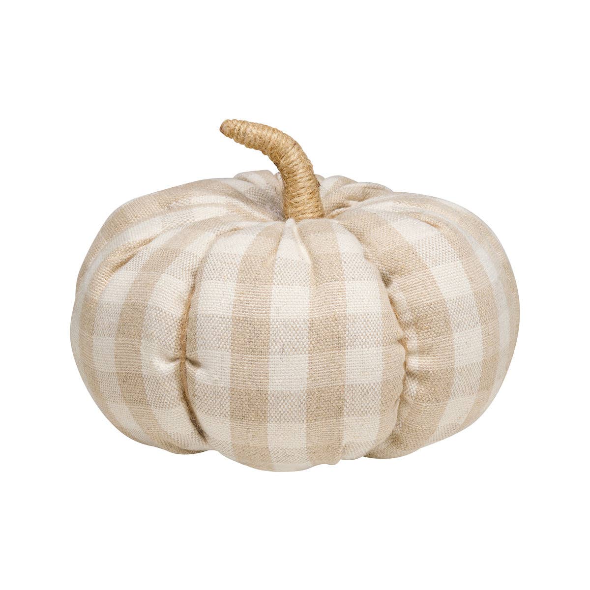 Large Tan Check Fall Fabric Pumpkin