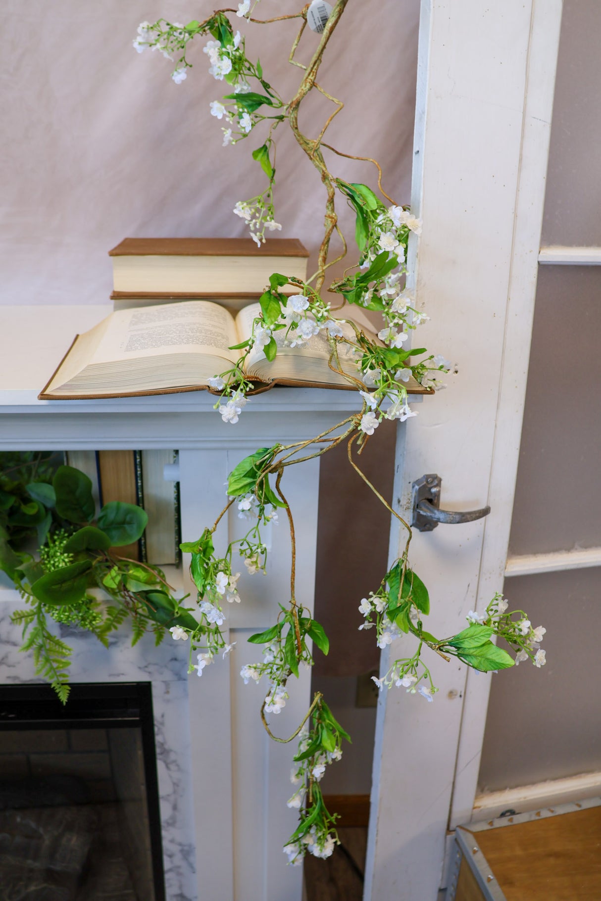 65" White Wild Fairy Blossom Garland