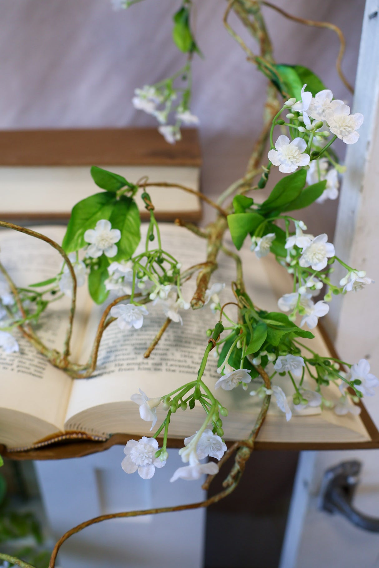 65" White Wild Fairy Blossom Garland