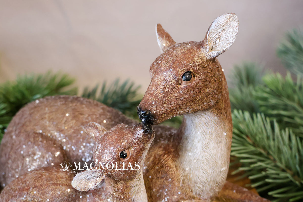 Resin Winter Chalet Doe & Baby