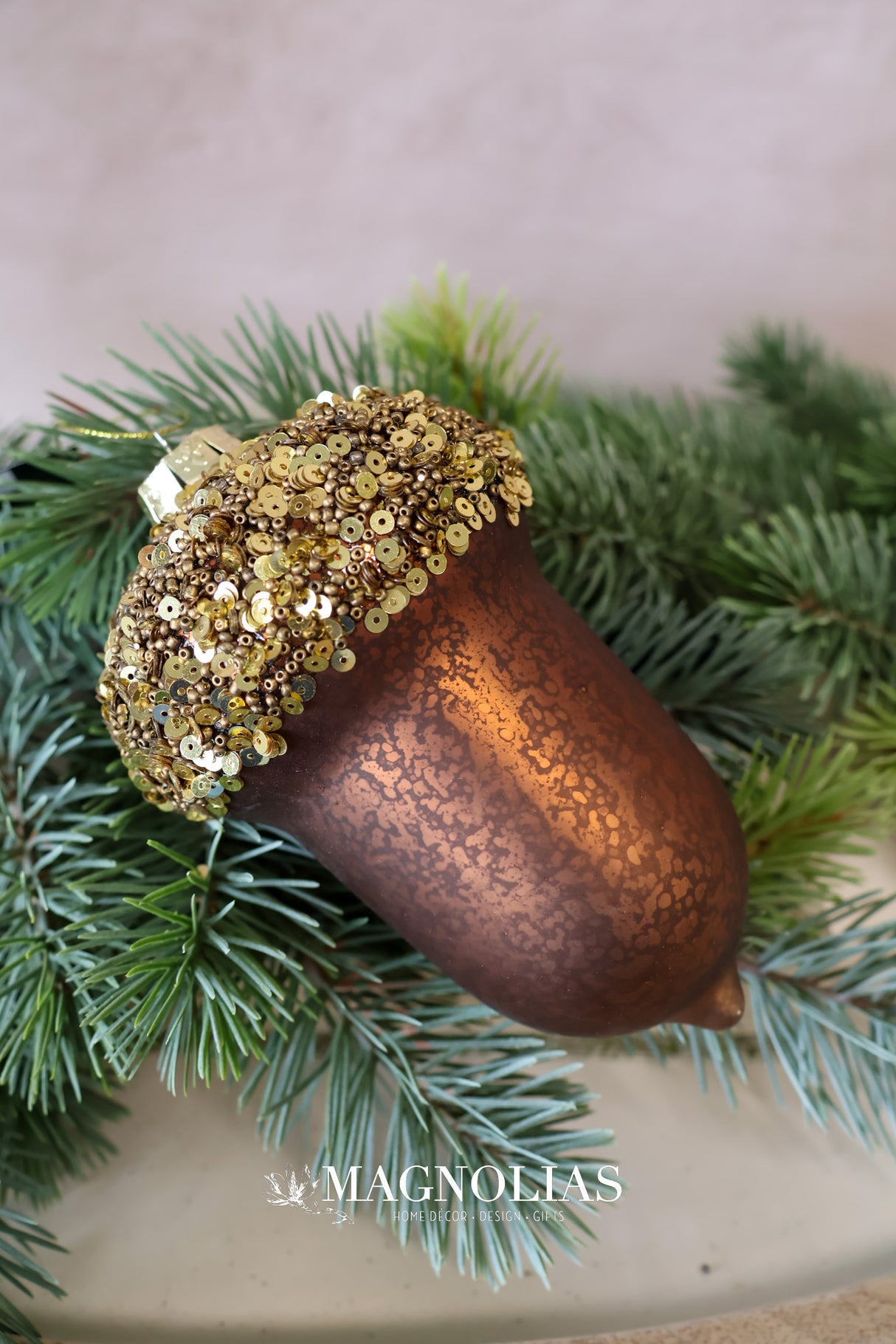 Brown Mercury Glass Acorn Ornament