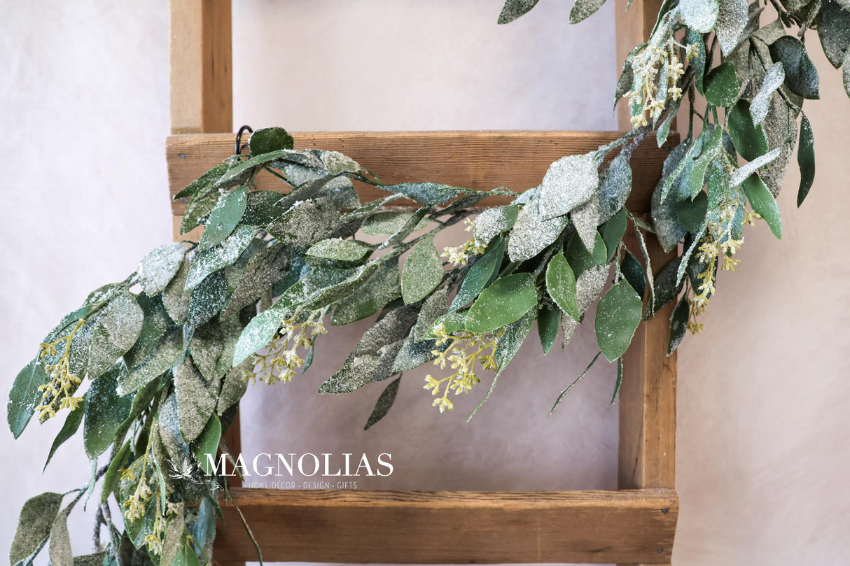 72" Snowed Eucalyptus Garland