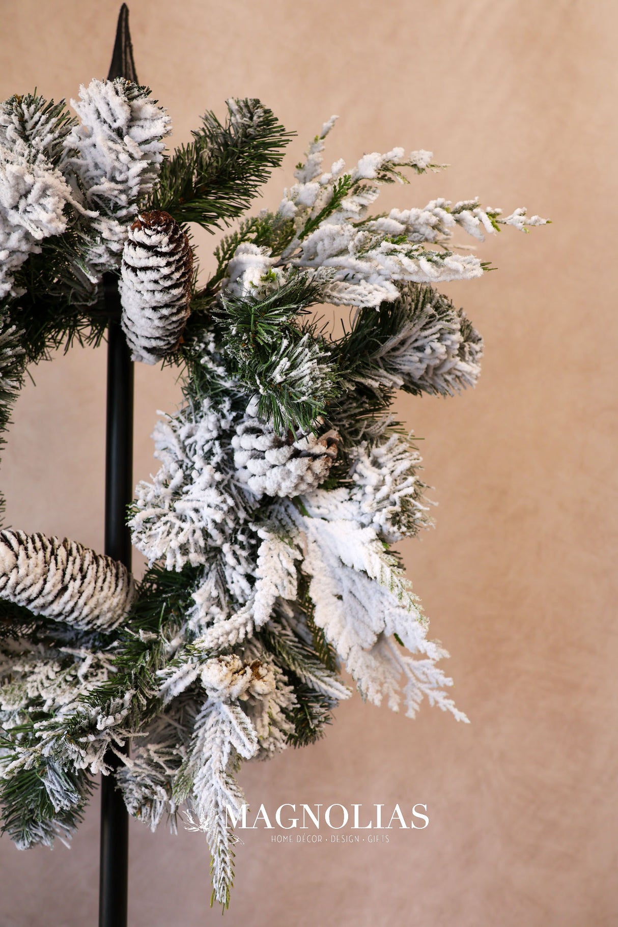 14" Snow Dusted Pine Candle Ring