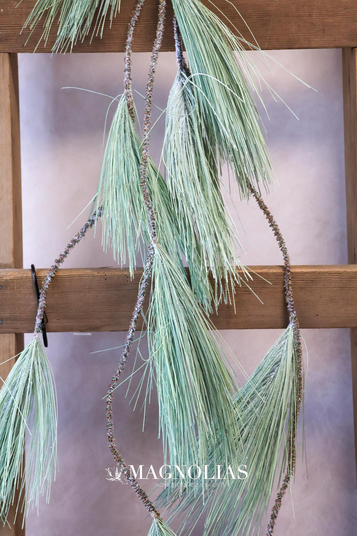 50" Frosted Long Needle Pine Drop Garland