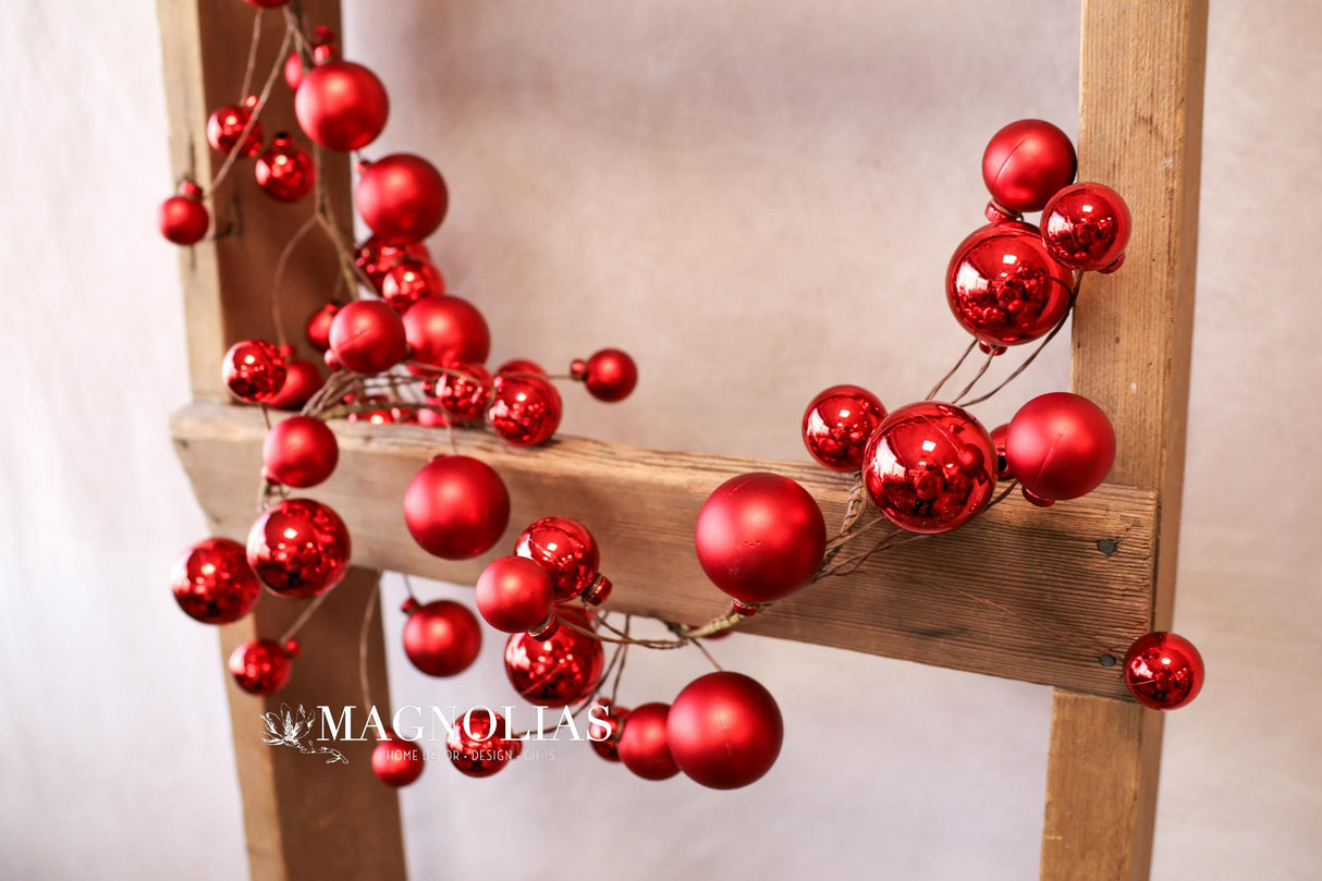 60" Red Shiny Ornament Garland