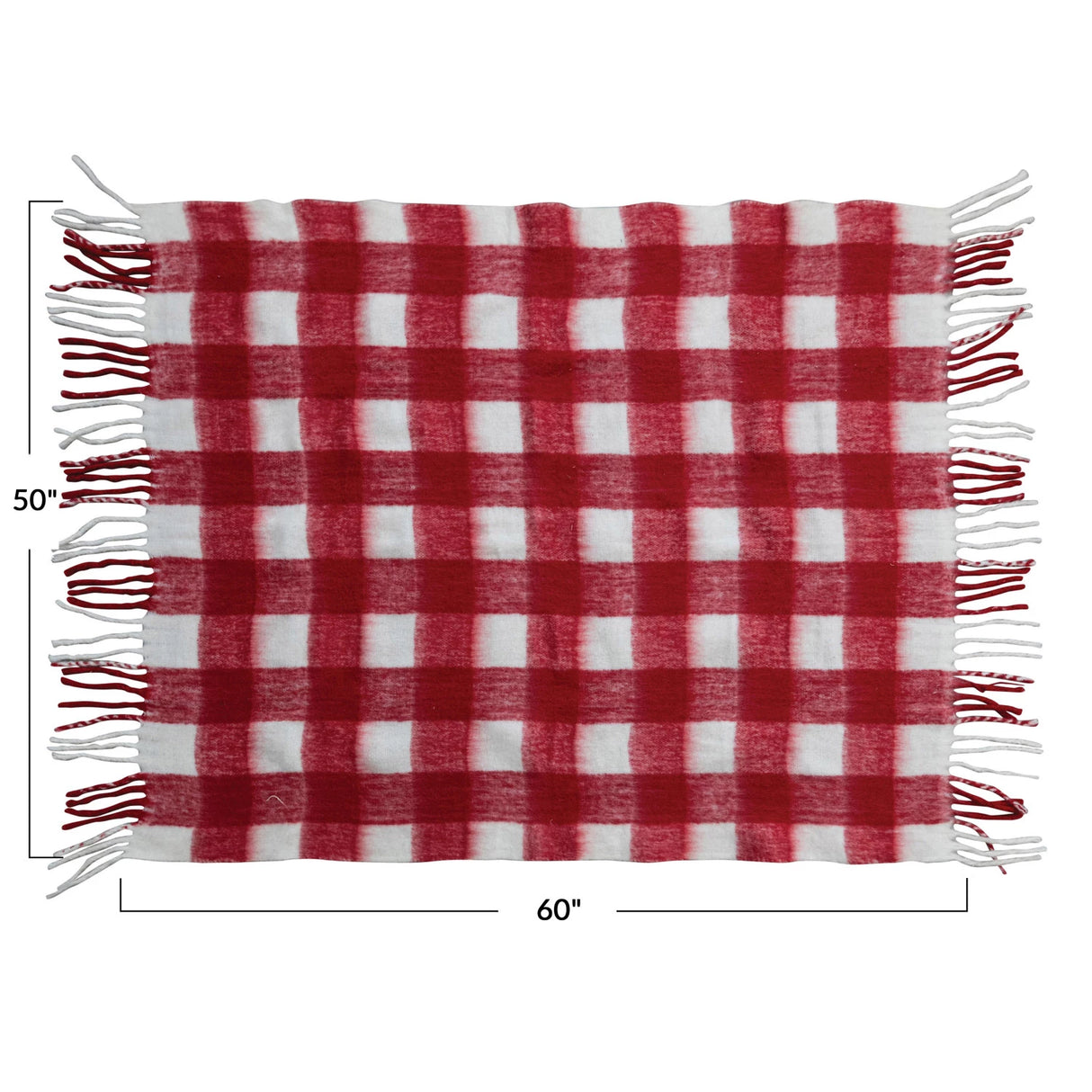 Red & White Plaid Fuzzy Throw Blanket