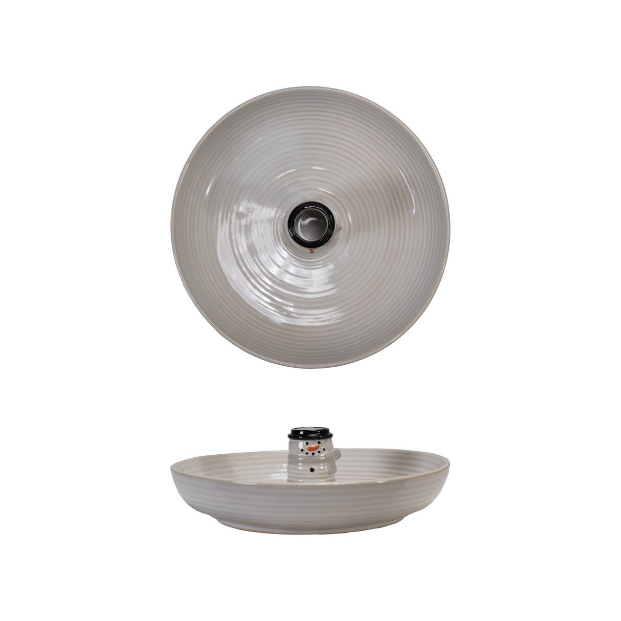 Stoneware Bowl with Snowman Shaped Toothpick Holder (Each Will Vary)