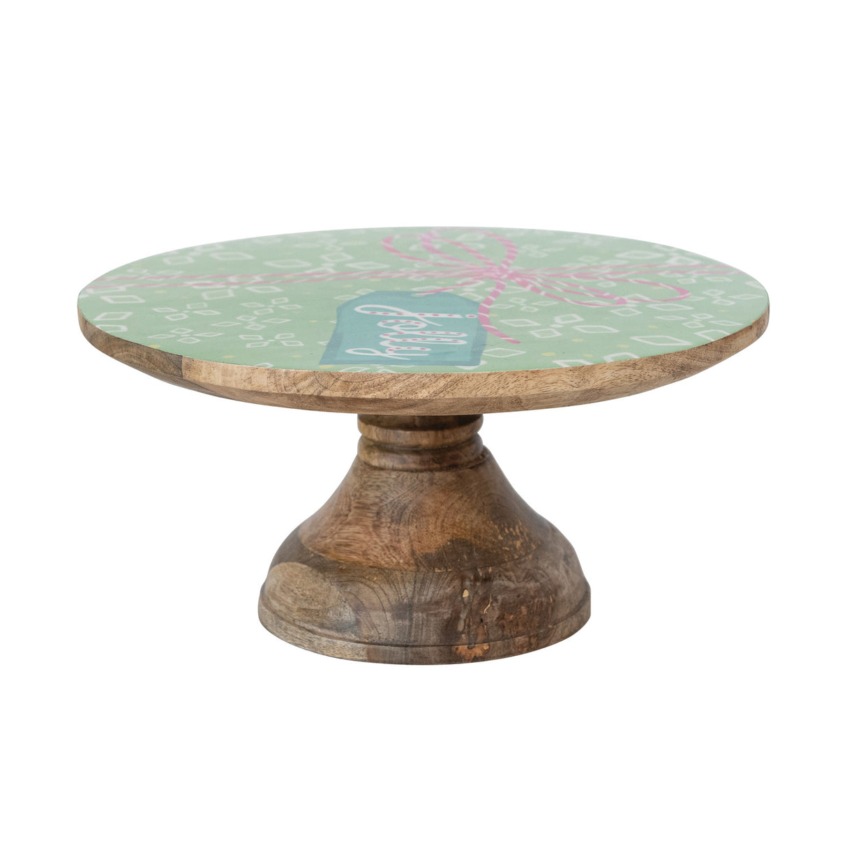 Enameled Mango Wood Pedestal with Holiday Pattern "Jolly" ©