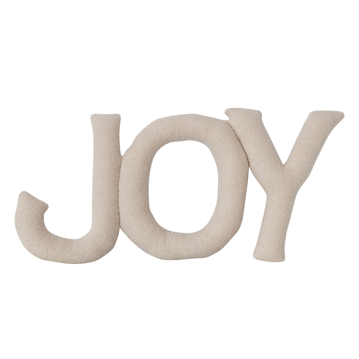 31"L x 14"H Woven Cotton Slub "JOY" Shaped Pillow, Natural