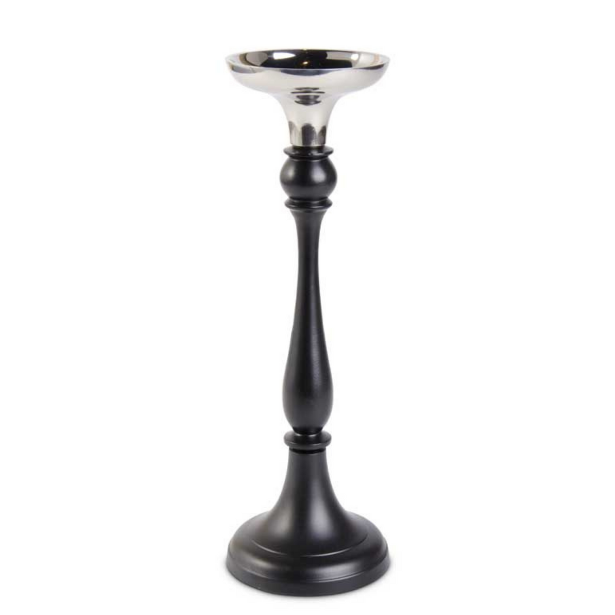 Black & Silver Metal Candlestick - 3 Size Options