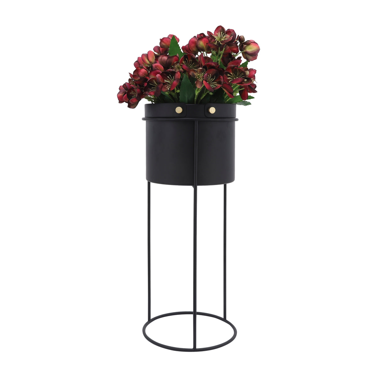 Black Metal Round Planters- 2 Sizes