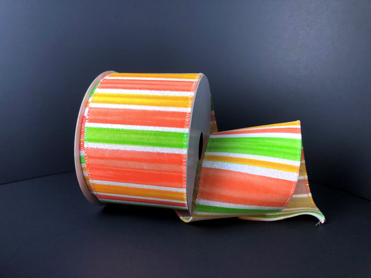2.5" Citrus Stripe Ribbon Bolt
