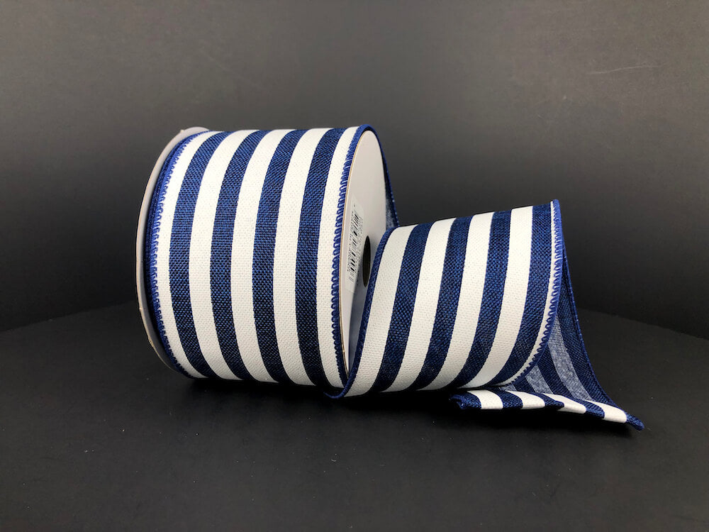 2.5" Navy Cabana Stripes Ribbon Bolt