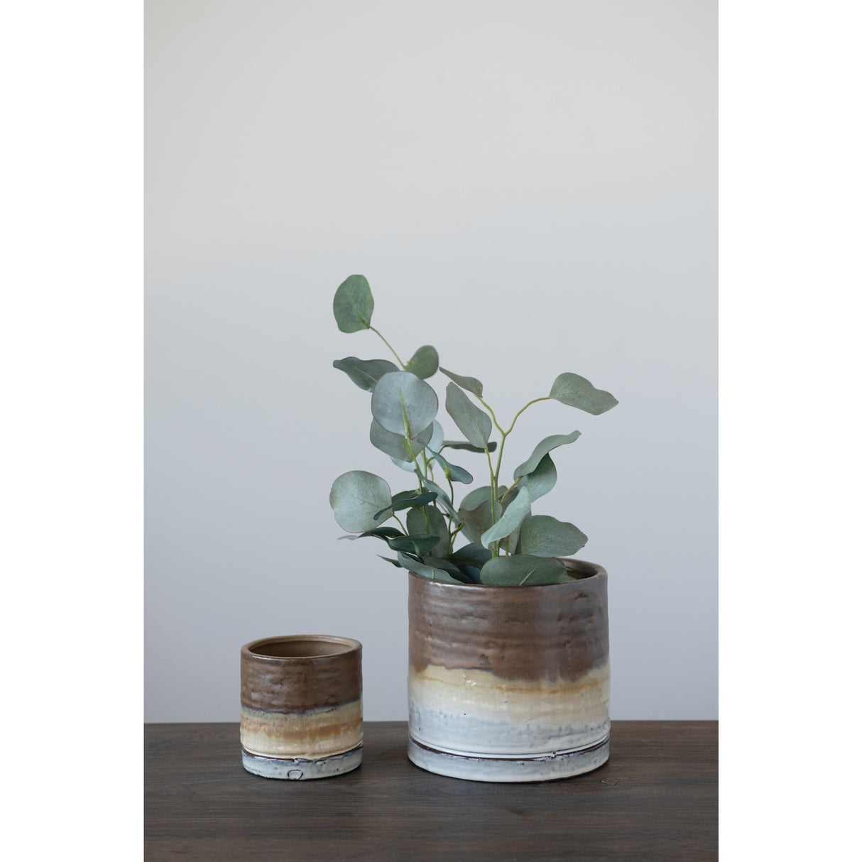 Stoneware Planters with Glaze - 2 Sizes