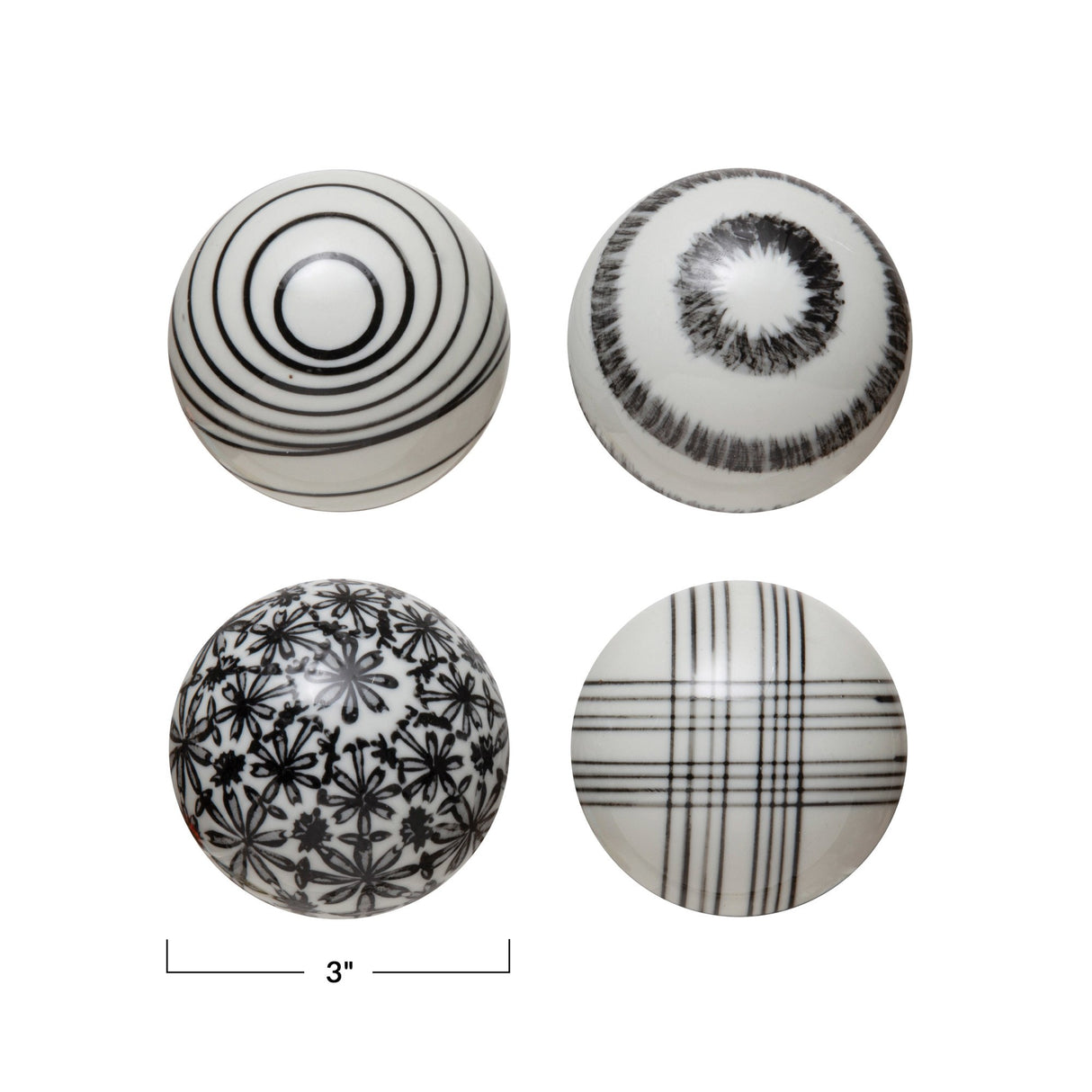Black & White Stoneware Orb - 4 Styles