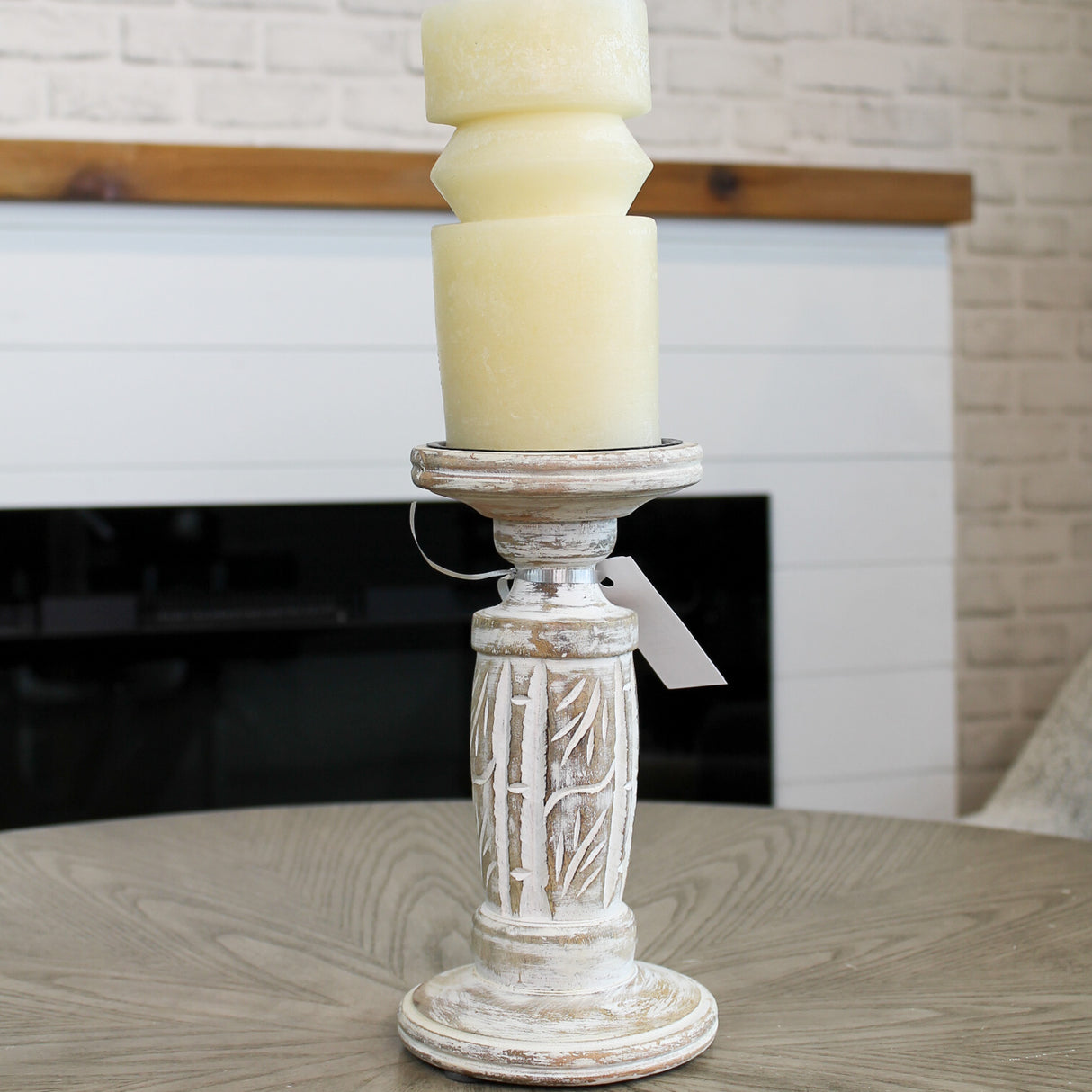 Shirley Wood Bead Candleholder- 2 Sizes