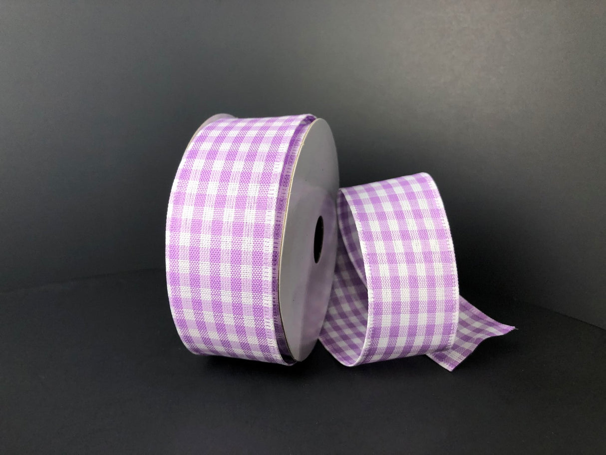 1.5" Purple Gingham Ribbon Bolt