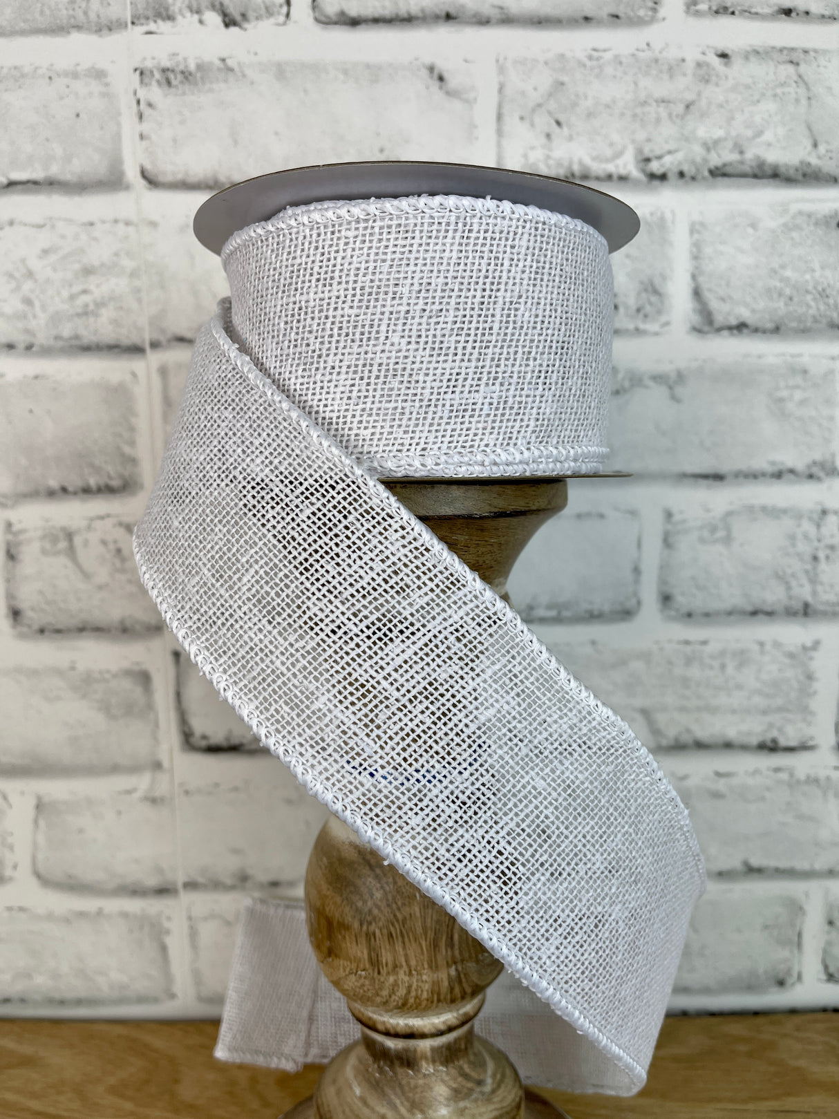 2.5" White Burlap Ribbon Bolt