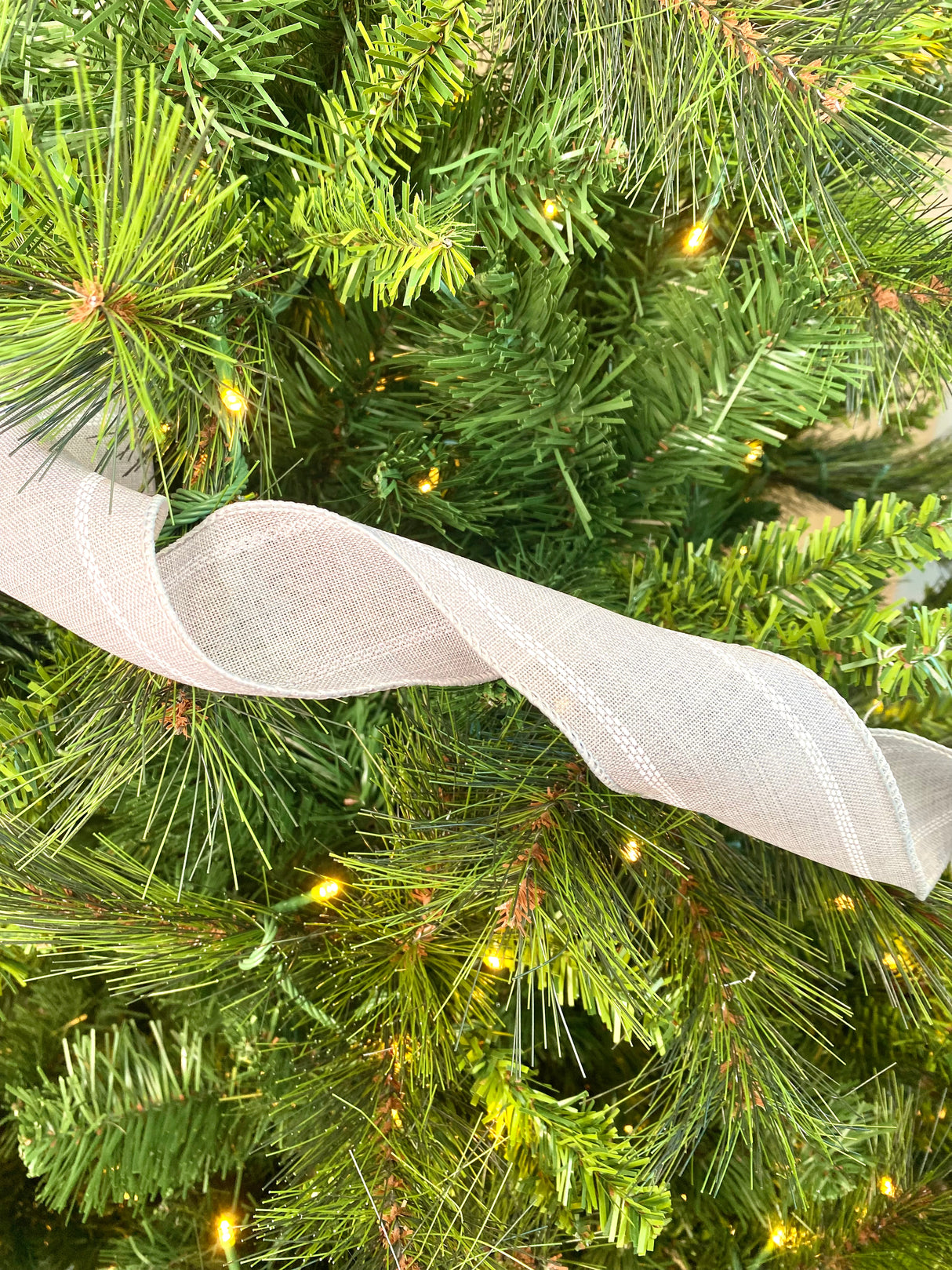 2.5" Grey Linen Band Stripe Ribbon Bolt