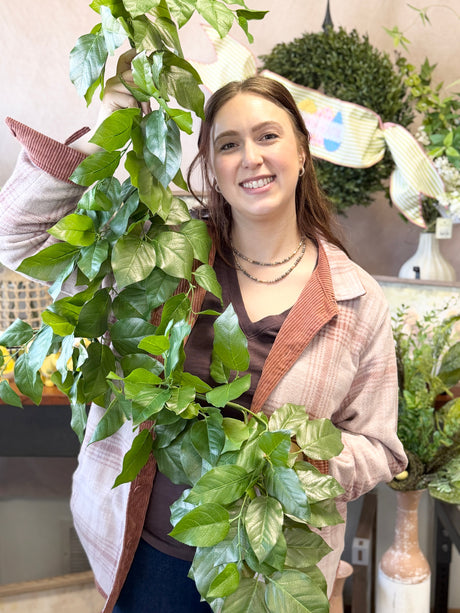 60" uv protect salal leaf garland for farmhouse home decor from Magnolias Home Decor